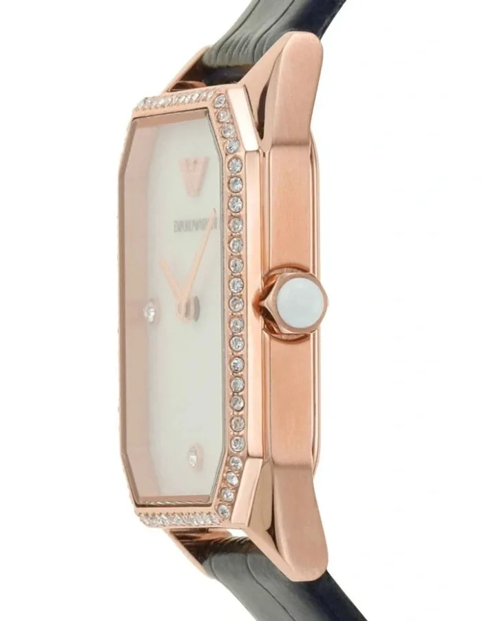 Emporio Armani Gianni T Bar Quartz Mother of Pearl Dial Blue Leather Strap Watch For Women - AR11466 - Image 7